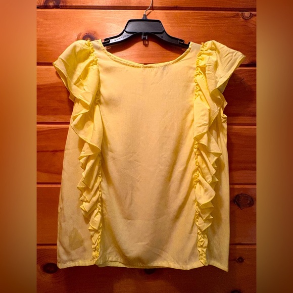 Coco + Carmen ruffled embellishment bright yellow blouse in size S/M. - Picture 1 of 7